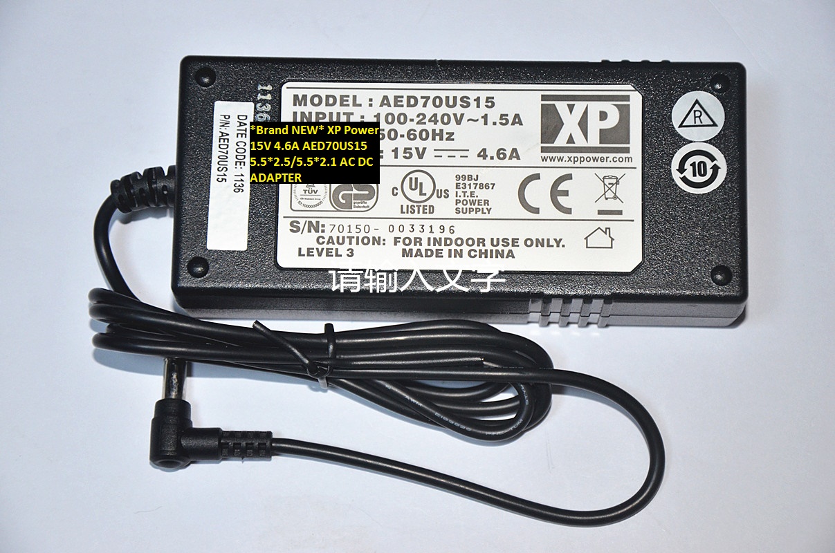 *Brand NEW* AED70US15 XP Power 15V 4.6A AC100-240V AC DC ADAPTER 5.5*2.5/5.5*2.1 - Click Image to Close